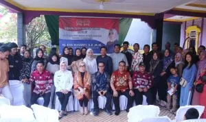 Hj. Eva Susanti menggelar Sosialisasi 4 Pilar Kebangsaan di kelurahan Tanah Mas, Kecamatan Talang Kelapa, Kabupaten Banyuasin, pada hari Kamis tanggal 24 April 2025.