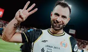 Ekspresi bahagia Jordi Amat saat merayakan kemenangan Persija Jakarta atas Bali United.(Dok: Persija)