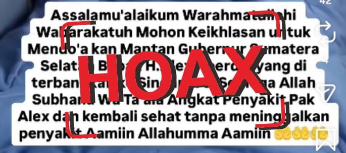 Pihak keluarga membantah kabar yang beredar melalui video di media sosial terkait informasi Alex Noerdin dibawa ke Singapura. Pihak keluarga membantah kabar yang beredar melalui video di media sosial terkait informasi Alex Noerdin dibawa ke Singapura.