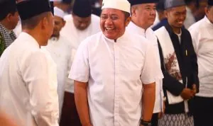 Gubernur Sumsel Herman Deru didampingi Wakil Gubernur Cik Ujang dan Forkopimda saat menutup Pengajian Ramadhan 1447 H di Griya Agung Palembang.