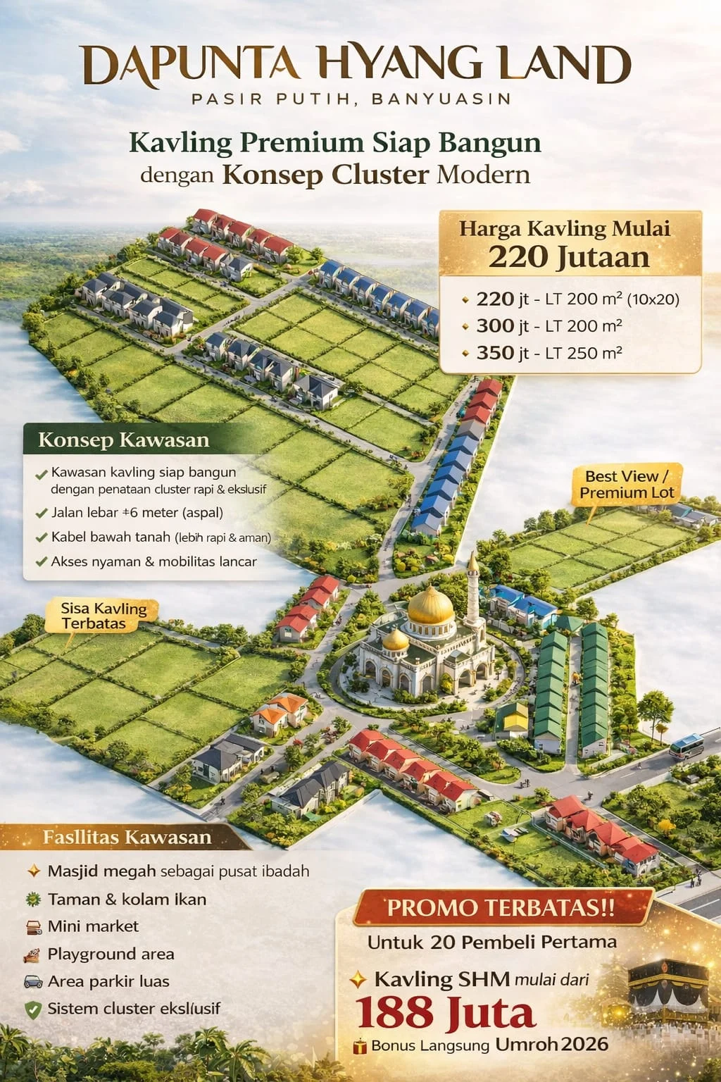 Dapunta Hyang Land Banyuasin, Kavling Premium Strategis Mulai 150 Juta.