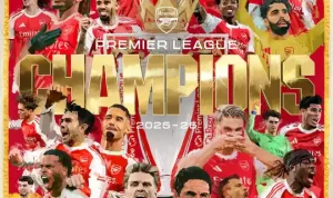 Arsenal juara liga premier league musim 2025-2026 setelah penantian 22 tahun.