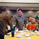 Bupati Muba H M Toha Tohet SH saat menghadiri Rakernas ADPMET 2026 di Jambi.