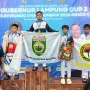 Foto bersama kontingen atlet cilik berprestasi dari provinsi Sumatera Selatan yang berhasil memenangkan kejuaraan taekwondo.