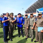 Upacara HUT Damkar ke-107 dan Satpol PP ke-76 di Jakabaring Sport City Palembang.