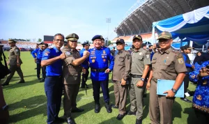 Upacara HUT Damkar ke-107 dan Satpol PP ke-76 di Jakabaring Sport City Palembang.