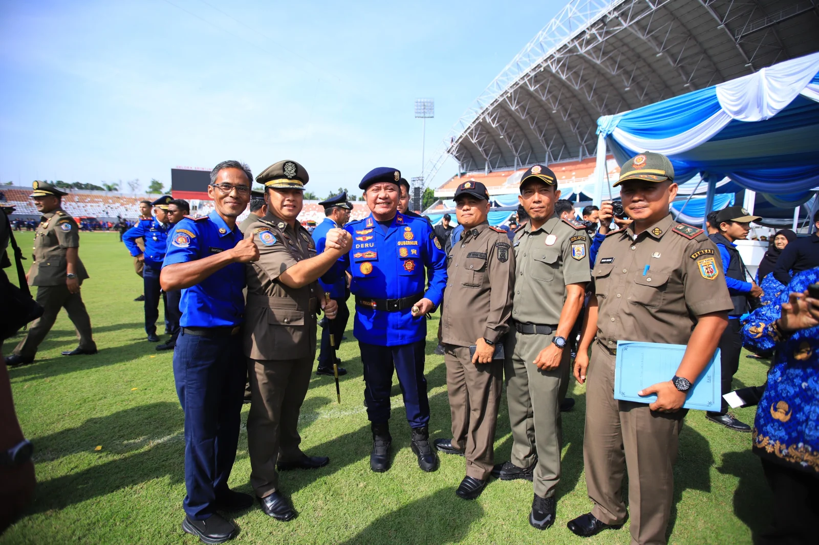 Upacara HUT Damkar ke-107 dan Satpol PP ke-76 di Jakabaring Sport City Palembang.