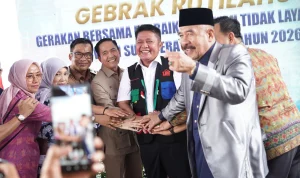 ubernur Sumatera Selatan, Herman Deru, meninjau langsung pelaksanaan Gerakan Bersama Perbaikan Rumah Tidak Layak Huni (Gebrak Rutilahu) tahun 2026.