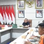 Sekda Sumsel Edward Candra saat memimpin rapat persiapan Festival Sriwijaya XXXIV di Palembang.