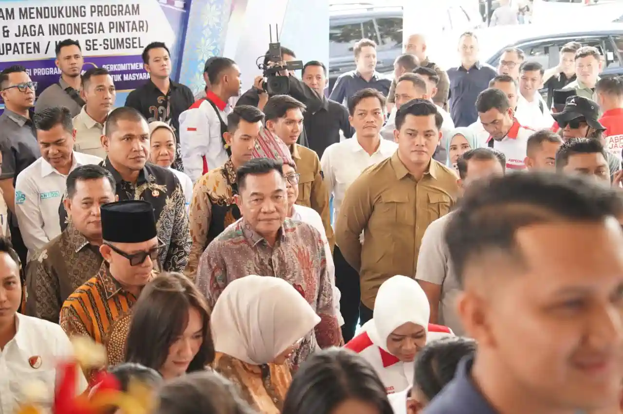 bupati-muba-toha-tohet-jaga-desa-abpednas Bupati Muba HM. Toha Tohet, S.H., saat menghadiri optimalisasi program Jaga Desa di Tanjung Senai.
