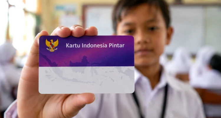 Seorang siswa memperlihatkan Kartu Indonesia Pintar (KIP)