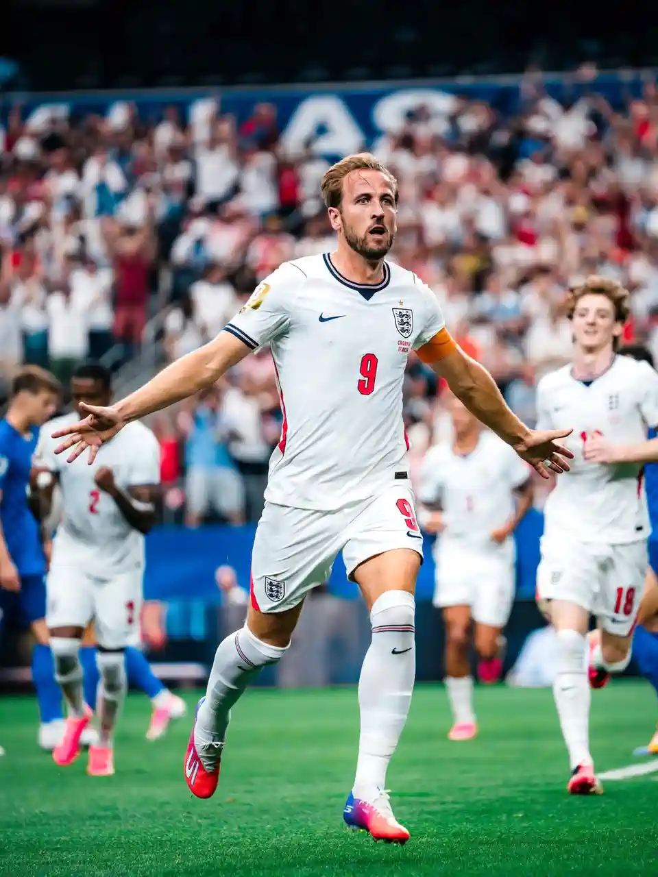 hasil-inggris-vs-kroasia-piala-dunia Selebrasi kapten Timnas Inggris Harry Kane setelah mencetak gol ke gawang Kroasia di Piala Dunia 2026.