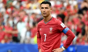 hasil-portugal-vs-rd-kongo-piala-dunia Ekspresi kecewa Cristiano Ronaldo saat hasil Portugal vs RD Kongo berakhir imbang 1-1 di Piala Dunia 2026.