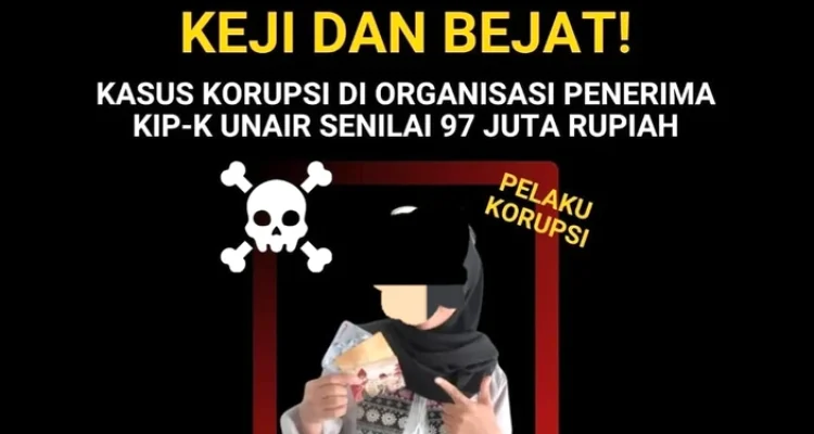 Bukti tangkapan layar unggahan viral di media sosial mengenai dugaan kasus korupsi dana organisasi KIP Kuliah di Universitas Airlangga oleh oknum pengurus internal AUBMO.