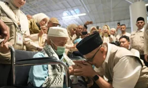 Kloter pertama jemaah haji Indonesia resmi dipulangkan dari Jeddah menuju Tanah Air, Minggu (31/5/2026).