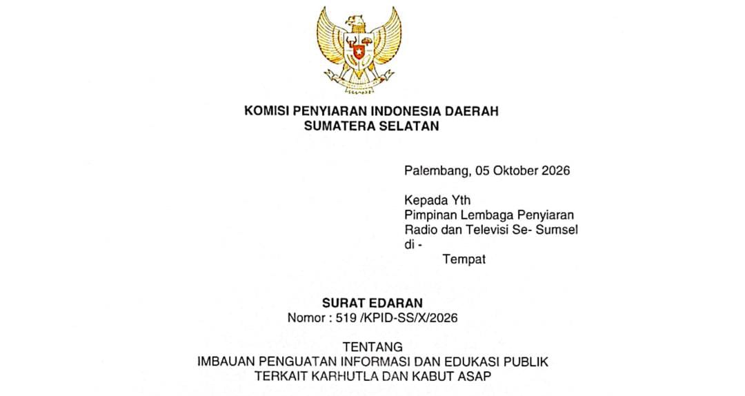 Doc : Kabut asap dampak karhutla menyelimuti wilayah Sumatera Selatan. KPID Sumsel meminta media penyiaran aktif menyampaikan informasi yang akurat demi keselamatan masyarakat. Doc : Kabut asap dampak karhutla menyelimuti wilayah Sumatera Selatan. KPID Sumsel meminta media penyiaran aktif menyampaikan informasi yang akurat demi keselamatan masyarakat.